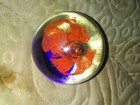 Vintage art glass paperweight, Orange Flowers — photo 4