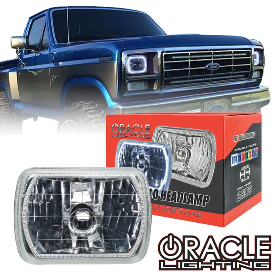 Oracle Lighting 7 x 6" Rectangular Headlight W / White Smd Halo Pre - Installed - Image 2 of 4