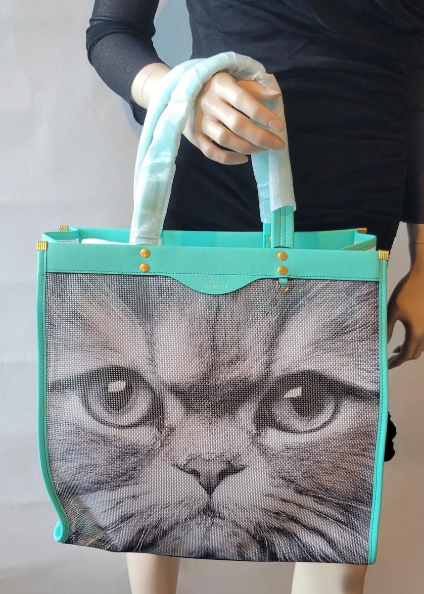 NEW Anya Hindmarch Mesh Kitsch Grey Cat Teal Tote Bag NWT | eBay