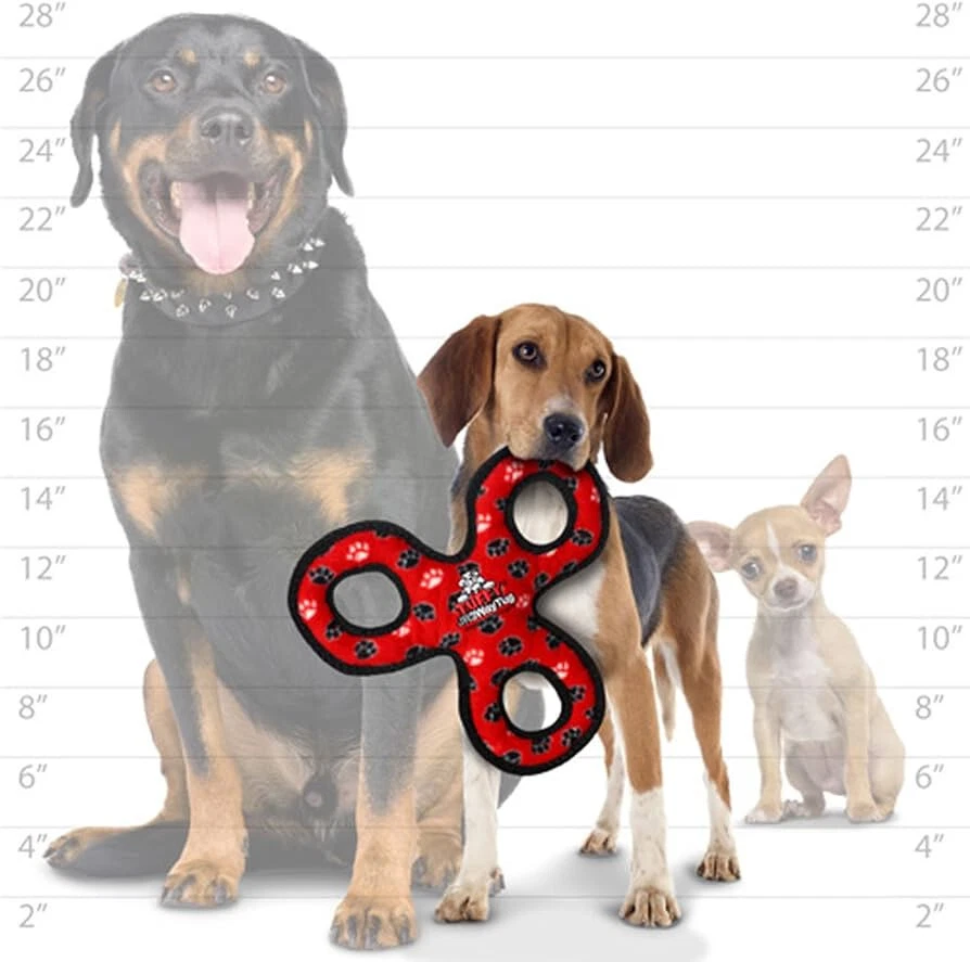 Tug Toy Red Paw Dog Tuff Scale