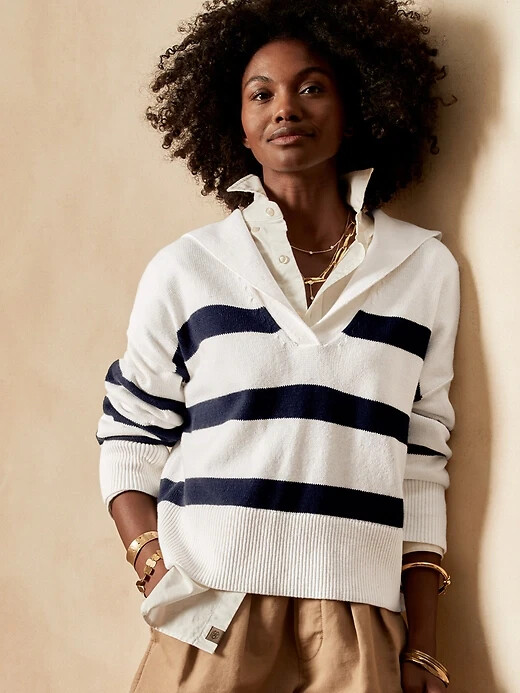 トップス MAISONEUREKA STRIPERIBMOCKNECK Striped Mockneck Pullover Sweater For Women | Factory