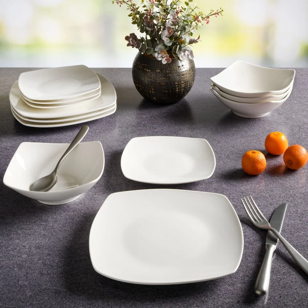Modern Square Shape Stylish Dinnerware Set Dinner Desert Plates