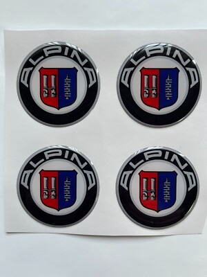 Set of 4 pcs Alpina Center Wheel Cap Stickers Decal Rims Emblem Logo Gas Tank
