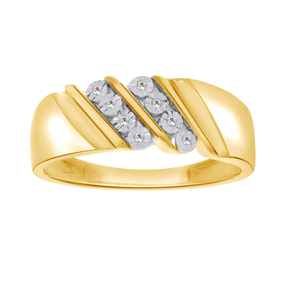 Anillo redondo de plata de ley 925 con acento de diamantes naturales para boda para hombre