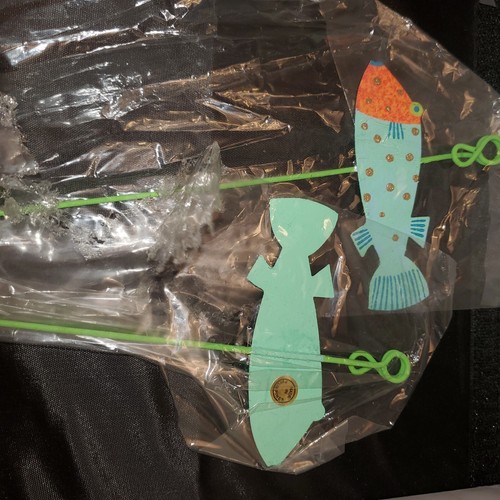1 Fish Garden Stake Marker Turquoise, Orange And Gold Dots New - Picture 2 of 2