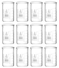 Eisco Labs 50ml Heavy Duty Beakers - Borosilicate 3.3 Glass - 12 Pack