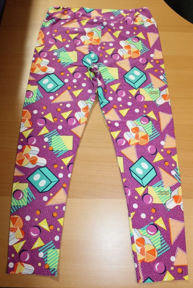 Mujer Lularoe Leggings Altos y Curvilíneos TC Bolas Triángulo Naranja Púrpura Verde Foto 4 de 4