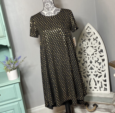 Lularoe Carly Dress Elegant Collection Black w/ Gold Shimmer Size XS NWT |  eBay