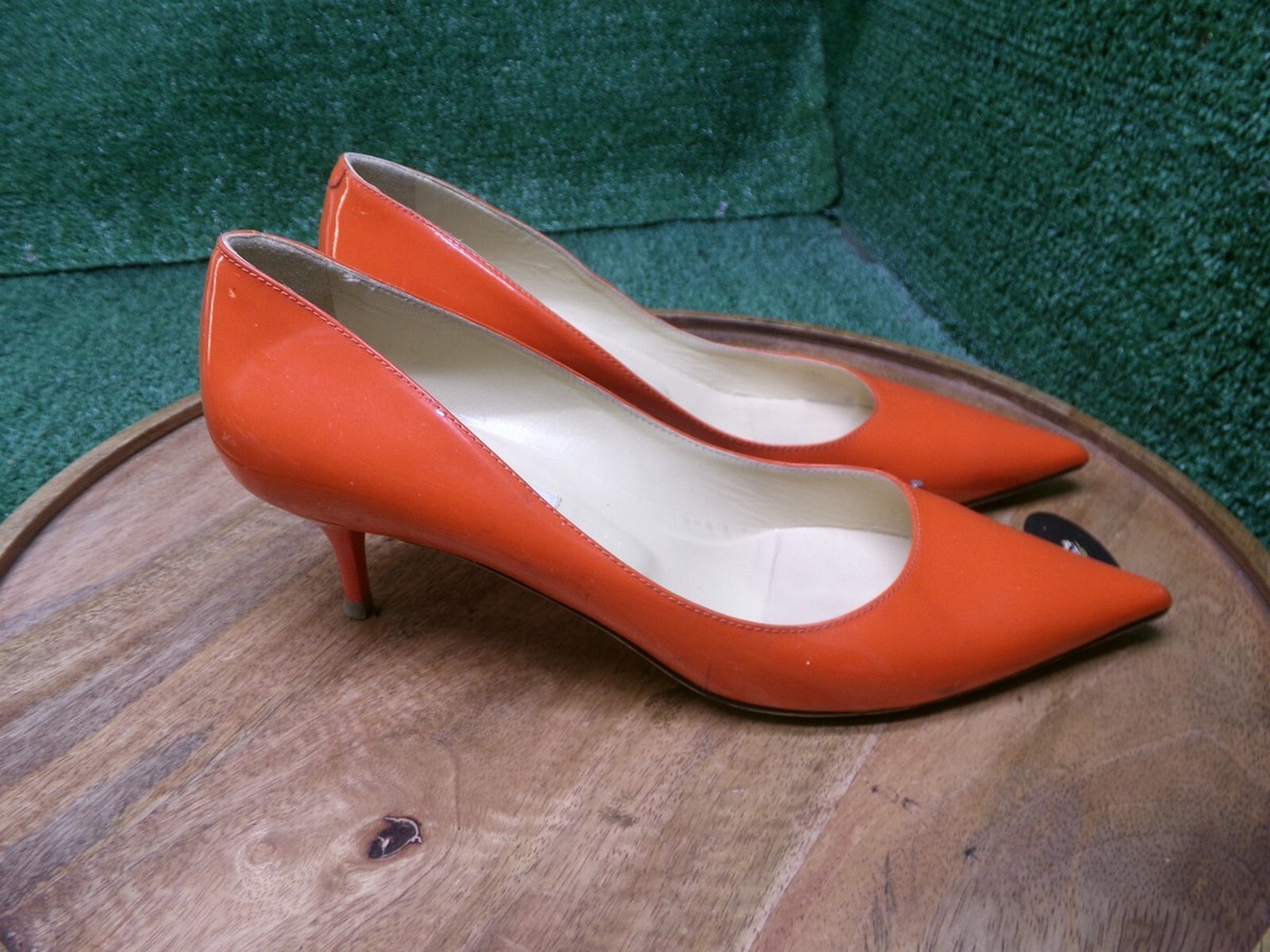 Jimmy Choo Womens Aza Orange Patent Leather Pumps Heels Shoes Size
