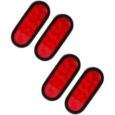 Waterproof LED Trailer Lights 6 Inch Oval Red 4 Pack for Stop Turn and Tail