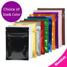 3.25x5" Glossy Doube-sided Color Foil Mylar Flat Reusable Zipper Pouch Bag