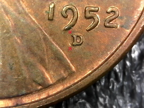 1952-D Lincoln Wheat Cent Penny Coin - RPM Re-Punched Mintmark Error (T156)