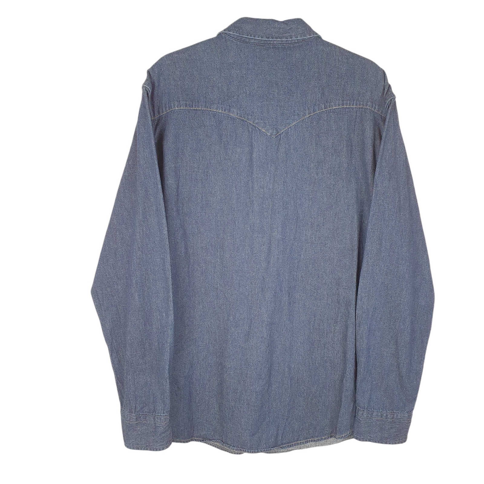 LEVIS Blue Shirt Denim Jeans Indigo Western Pearl Snap Cowboy Long Sleeve XL image 3