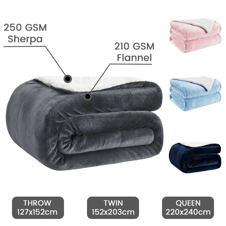 Luxury Soft Warm Sherpa Fleece Blanket Large For Sofa Bed Couch Queen Twin Throw - image 2 of 4