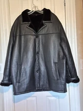 Weatherproof Garment Co. Mens XL Leather Jacket Full Sherpa Lined Black  EUC