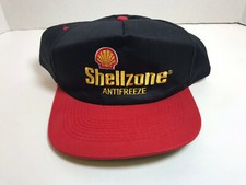VINTAGE Shell Oil HAT Chemical Shellzone Black Red Trucker Cap VTG Gasoline