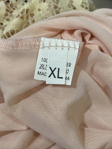 John Fashion Boho Rouge rosa cremefarbene Spitze geschichtet Stretch ärmelloses Kleid Größe XL - Bild 11 von 12