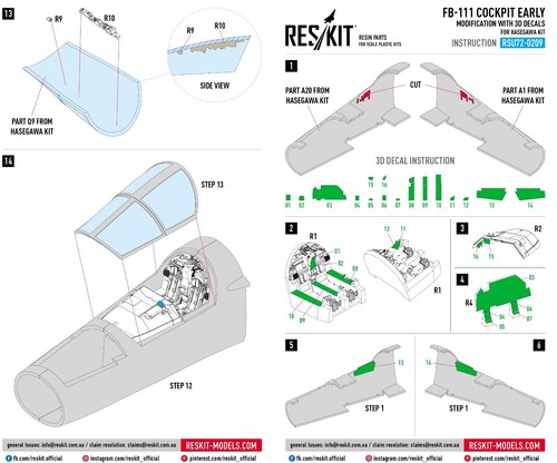 FB-111 Cockpit Early Modification With 3Ddecals for Hasegawa kit 1:72 RSU72-0209 - Picture 2 of 3
