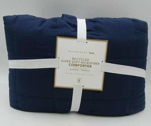 Pottery Barn Recycled Super Soft Microfiber Queen Comforter Classic Navy #A104