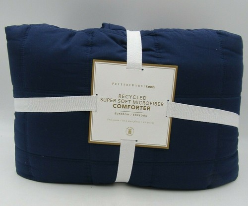 Pottery Barn Recycled Super Soft Microfiber Queen Comforter Classic Navy #A104 - Picture 1 of 4