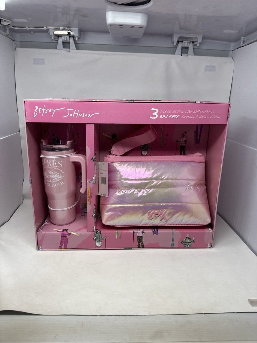 NIB Betsey Johnson Apres Ski Wristlet, Tumbler & Straw 3 Pc Gift NIB Betsey Johnson Apres Ski Wristlet, Tumbler & Straw 3 Pc Gift