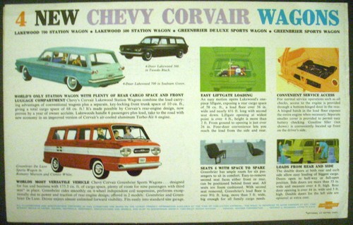 1961 Chevrolet & Corvair Station Wagons Full Line Color Sales Folder Original - Picture 4 of 4