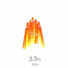 Fish WOW!® Fishing 3.5" 9cm Squid Skirt Octopus Hoochies Soft lures lot Orange