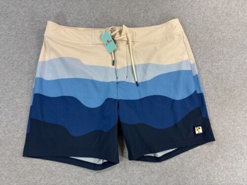 NWT Marine Layer BLUE WAVE 4 Way Stretch Board Shorts (Men's 36) 6.5"