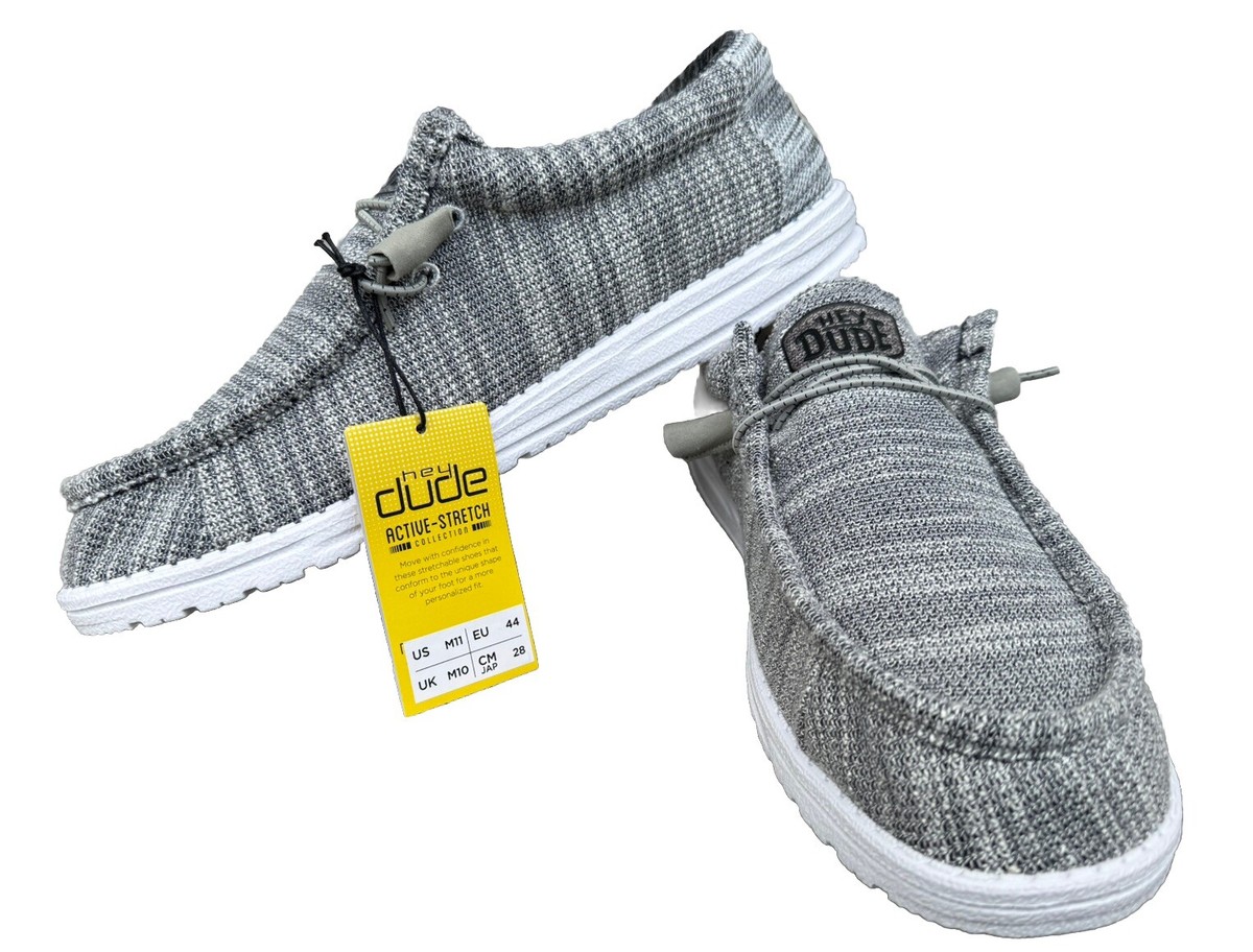 Hey Dude Men’s Wally Stretch Mix Slip-On Shoes Color Granite Size M11