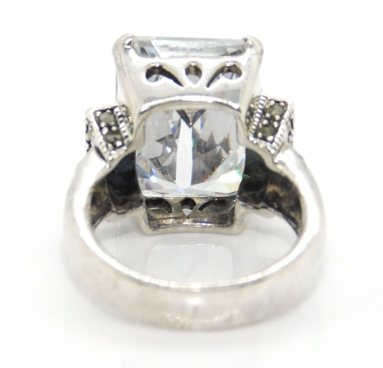 Fancy 925 Sterling Silver Clear Rectangular Stone… - image 3