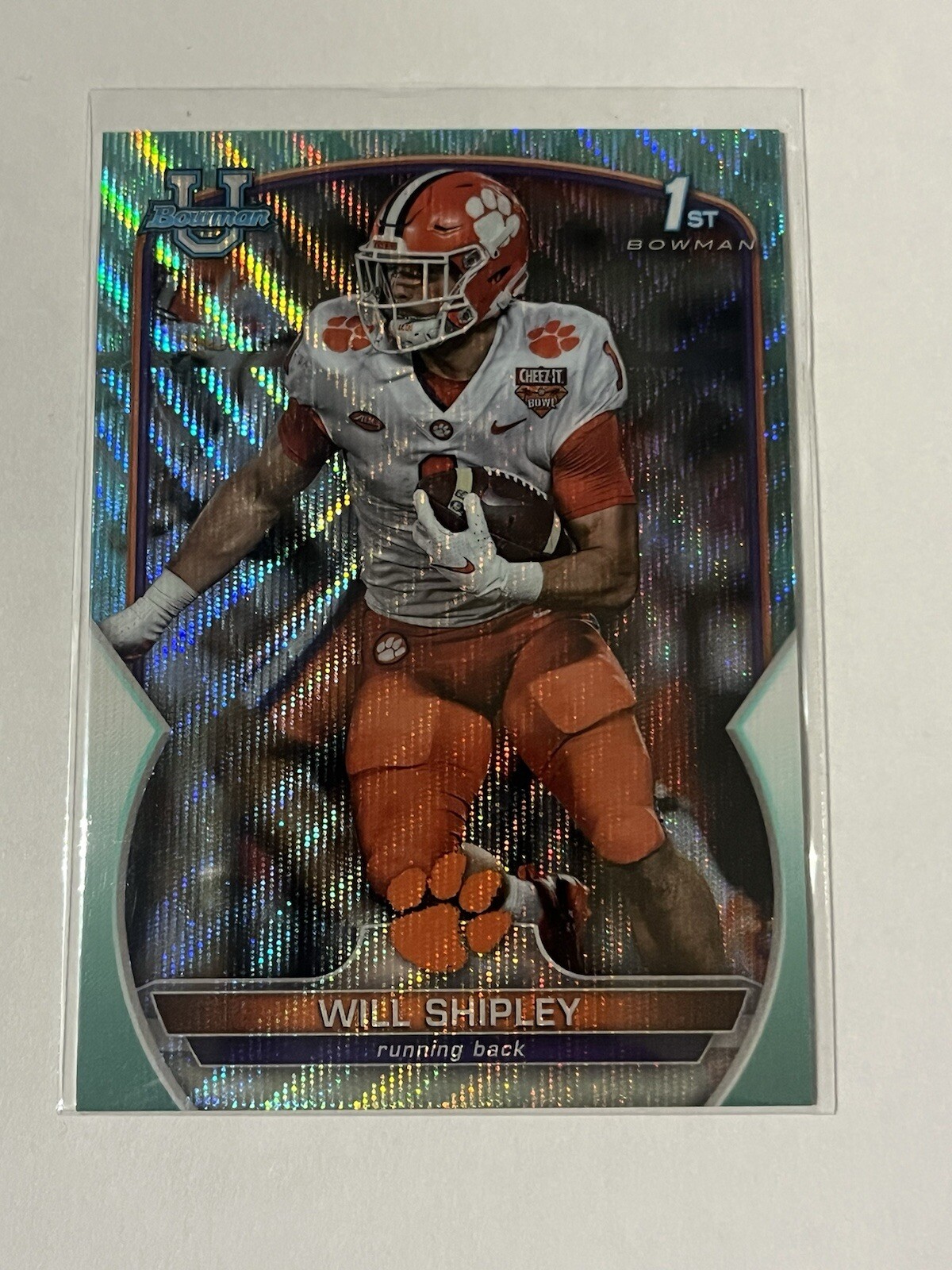 2022 Bowman U Chrome #73 - Will Shipley 1st Aqua Wave Refractor /299 Clemson