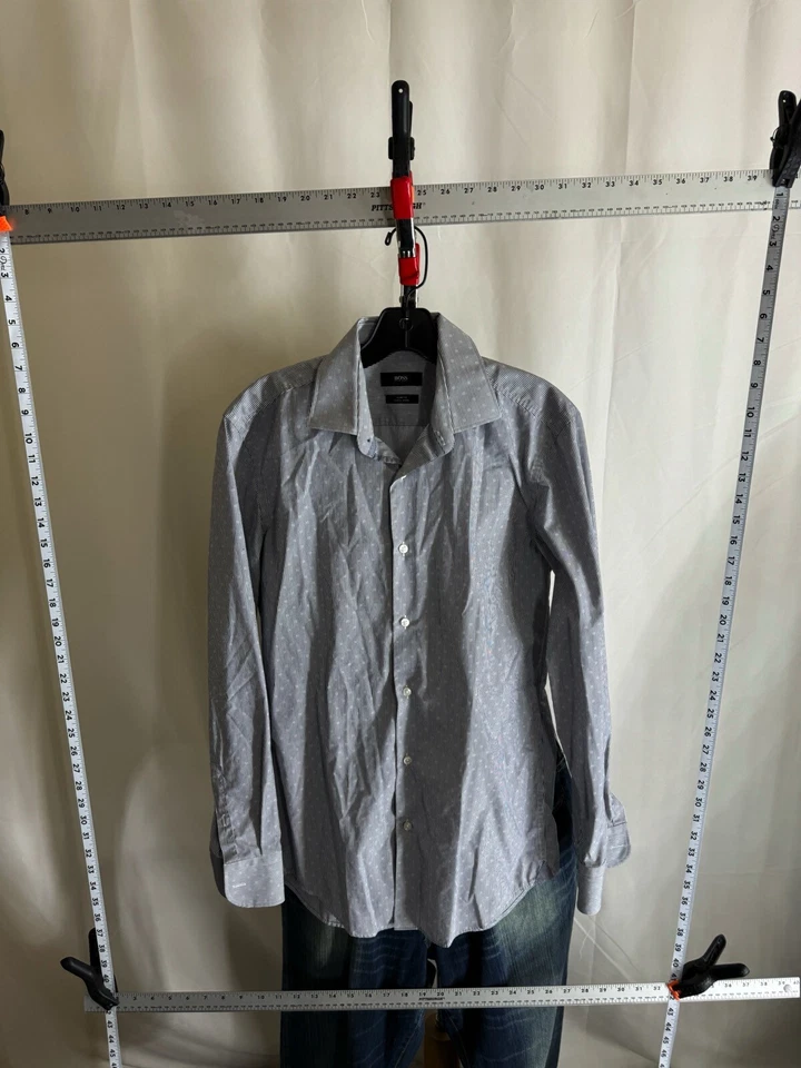 Hugo Boss Geometric LONG SLEEVE SHIRT XS 14.5 x 33/34  - Image 3 of 4