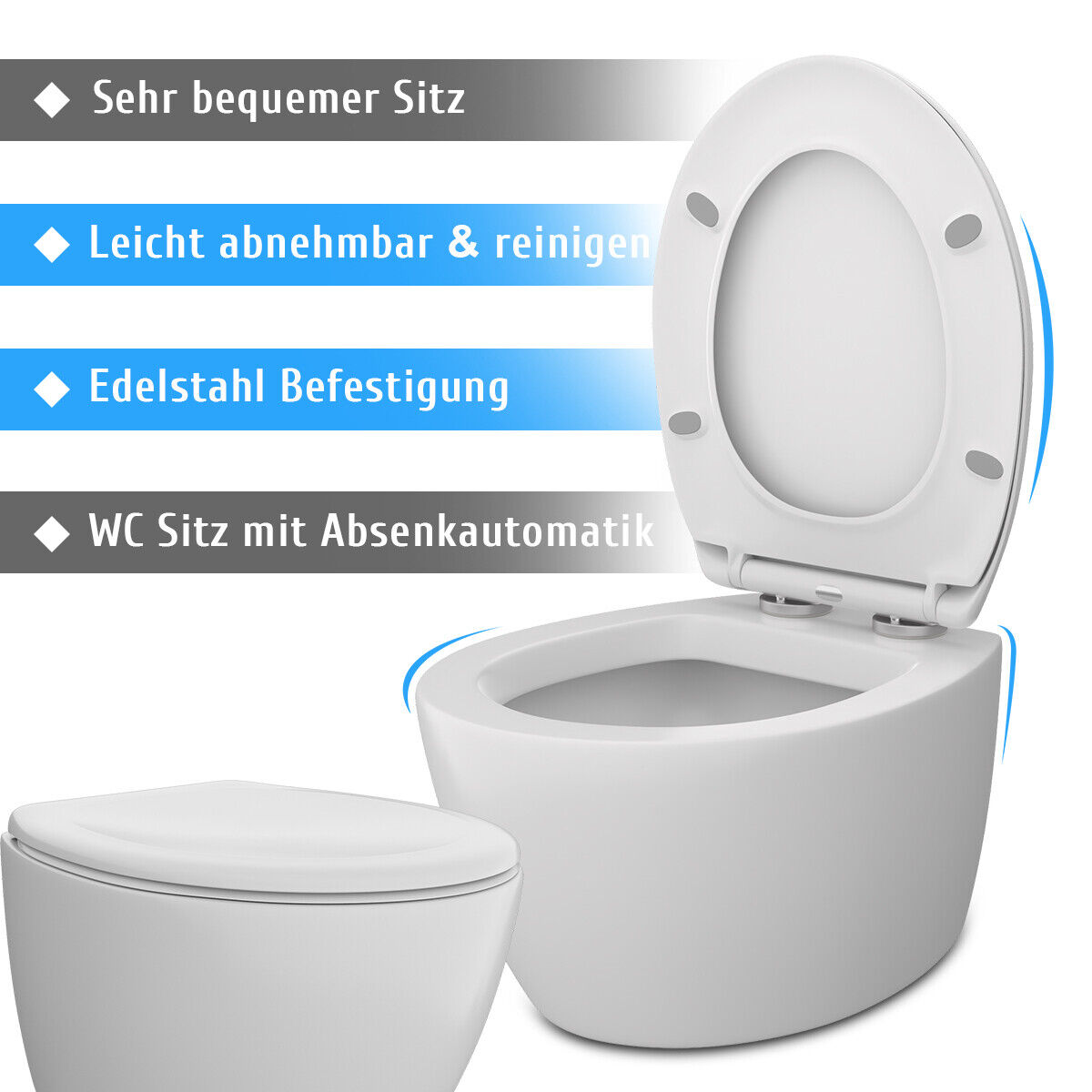 WC Sitz Toiletten Deckel Klodeckel Klobrille Absenkautomatik SoftClose Duroplast