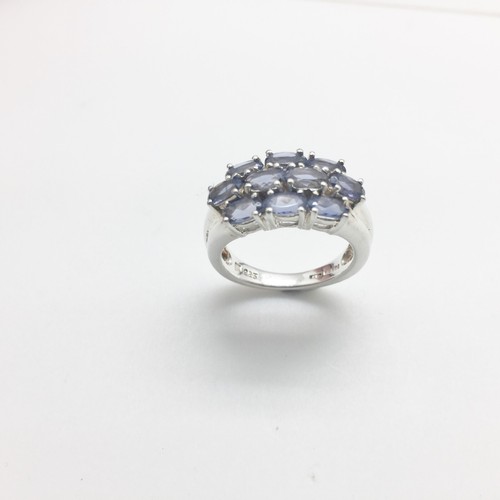 Tanzanite Multi Gemstone Ring Sterling Silver Size 6 Cluster New Cocktail Oval - Picture 3 of 6