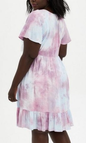 Torrid blau rosa Pastellkrawatte gefärbt abgestuft Rüschenkleid Größe 0/L-12 neu mit Etikett #72 - Bild 2 von 4