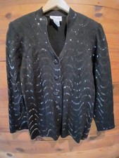 Vintage Toula Button Up Evening Jacket Black Wool Blend Usa Size 10 Elegant