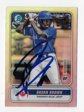 2020 BOWMAN CHROME STG-DB DASAN BROWN BLUE JAYS AUTOGRAPHED SIGNED BASEBALL CARD