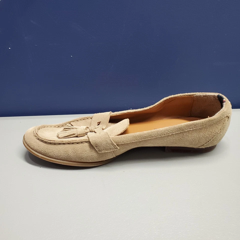 Tommy Hilfiger Twsonya Mocasines Zapatos Mujer Talla 9.5 Taupe Gamuza Borla Sin Cordones Foto 4 de 4