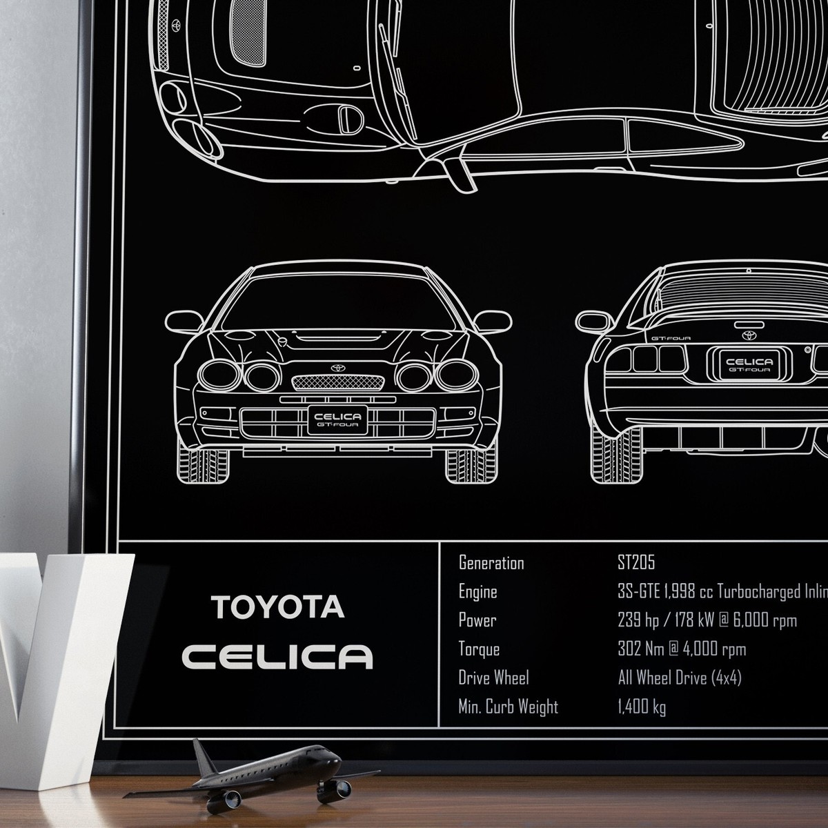 Toyota Celica ST205 GT-FOUR Blueprint Poster | eBay