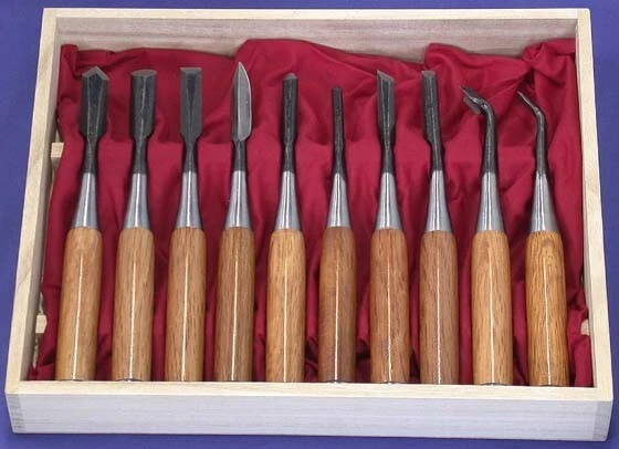 Kawasei AKATSUKI wood carving Chisels 10 pieces Yasugi white steel