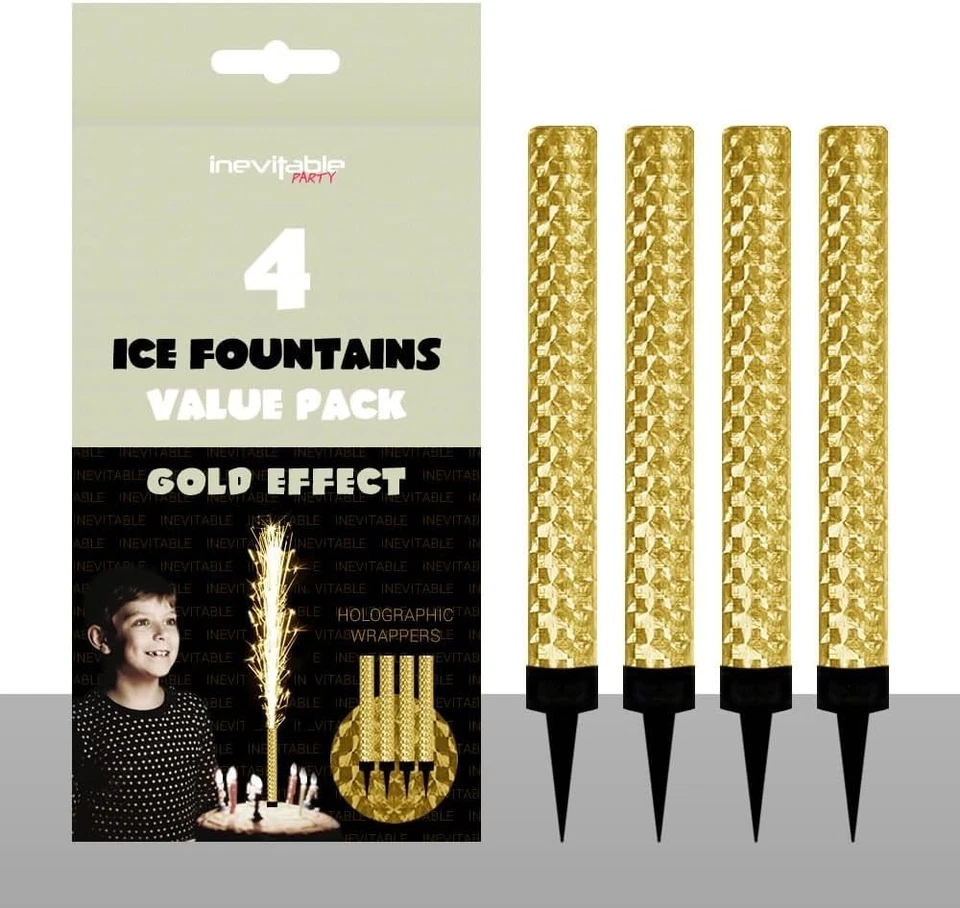 TRAFAGAR Pack 4 Gold Ice Sparkling Fountain Candles: Long-Lasting Bright Party Sparklers
