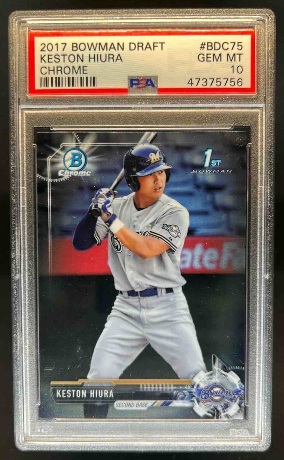 2017 Bowman Draft Keston Hiura Chrome #BDC-75 Brewers PSA 10