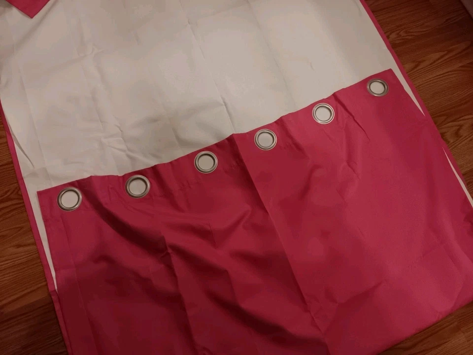 Cortina de ventana rosa intenso 6 paneles (3 juegos) forrada con bloqueo de luz LG Gromits (Jo) Foto 3 de 4