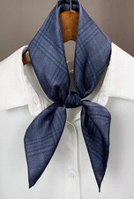 100 Silk men Women 20" Square Scarf neckerchief Wrap plaid navy blue SC20-AI