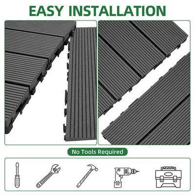 9PCS WPC DIY Interlocking Deck Tiles Waterproof Outdoor Indoor Flooring