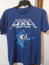 Megaman Pixel 8Bit Gunner T-shirt Men’s L Retro Gaming Blue F-1