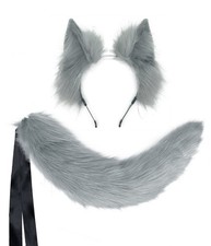 Oversize Wolf Ears Tail Sets Furry Headbands Halloween Christmas Gifts Men Women