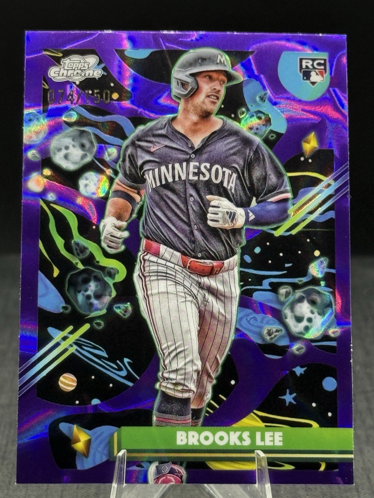 2025 Topps Cosmic Chrome Purple Nebula Refractor #129 Brooks Lee Rookie RC /150