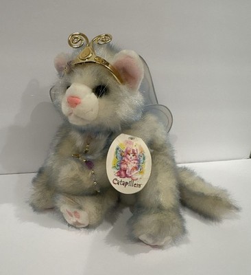 Vintage 2000 Aurora Catapillars Solana White Winged Cat Plush with Crown and Tag