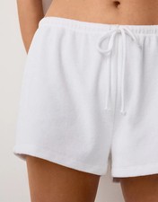 BNWT The White Company Organic Cotton Towelling Shorts Sz XL White